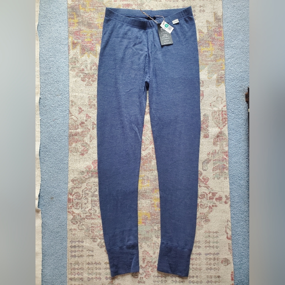 Merino Tech 100% Merino Wool 250gsm Midweight Blue Leggings Like New With Tags